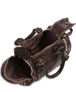 Handtasche genarbtes Rindsleder dunkelbraun