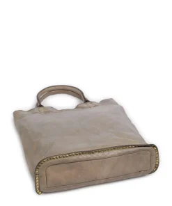Handtasche genarbtes Rindsleder beige