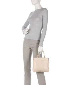 Handtasche genarbtes Rindsleder beige