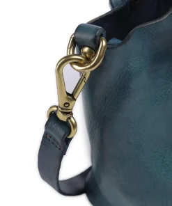 Handtasche genarbtes Rindsleder dunkelblau