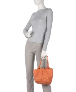 Handtasche genarbtes Rindsleder orange
