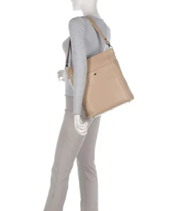 Hanna Shopper 13″ genarbtes Leder beige
