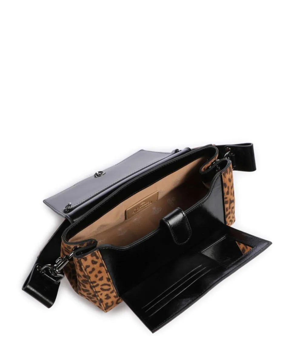 Hazel Suede Printed Medium Schultertasche Schafsleder braun