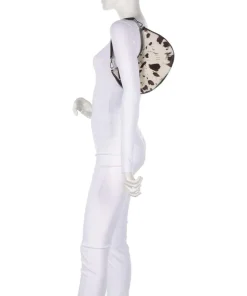 Helia Schultertasche Fell, fein genarbtes Rindsleder weiß/schwarz