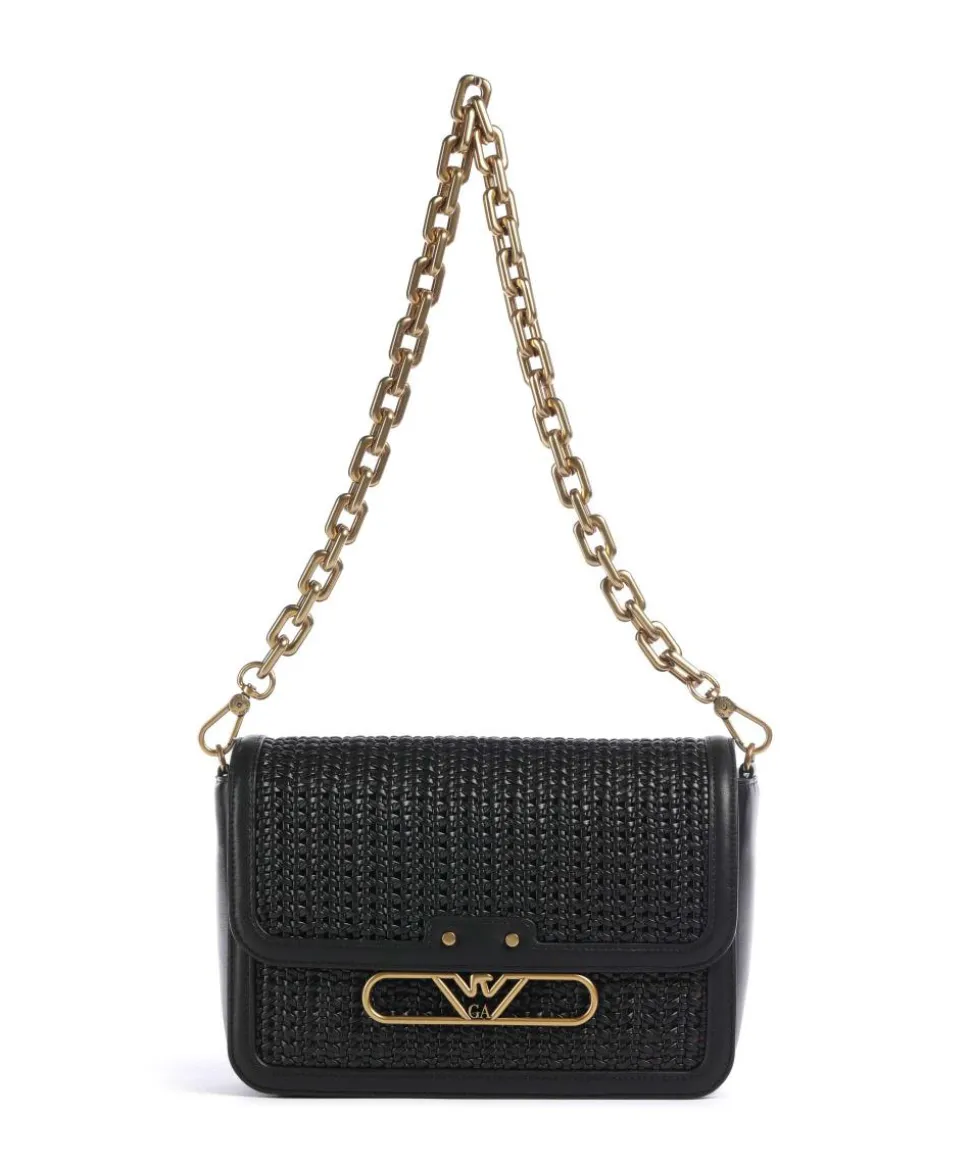 Hera Schultertasche Rindsleder, Lederimitat schwarz