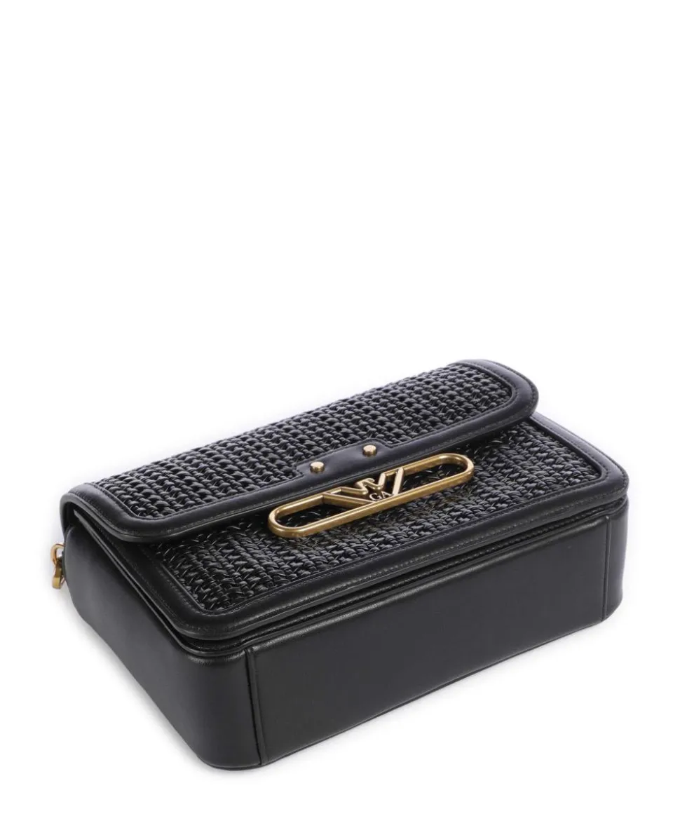 Hera Schultertasche Rindsleder, Lederimitat schwarz