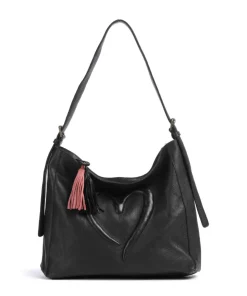 Herzweg 2 Beuteltasche genarbtes Leder schwarz