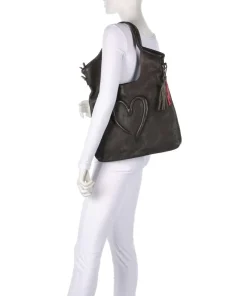 Herzweg 6 Shopper genarbtes Leder dunkelgrün