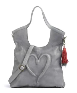 Herzweg 6 Shopper genarbtes Leder grau