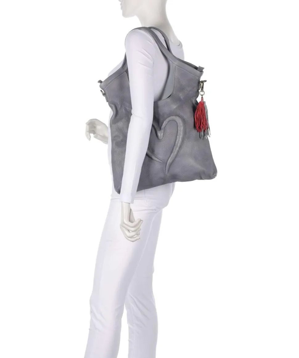 Herzweg 6 Shopper genarbtes Leder grau