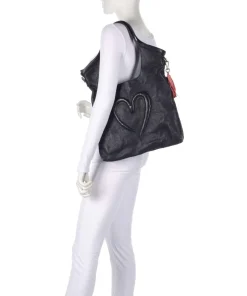 Herzweg 6 Shopper genarbtes Leder navy