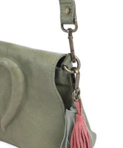 Herzweg 3 Umhängetasche genarbtes Leder grün