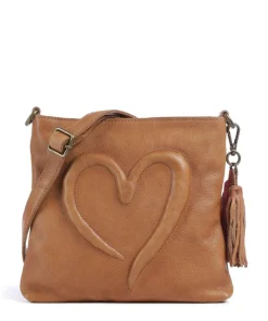 Herzweg 4 Umhängetasche genarbtes Leder braun