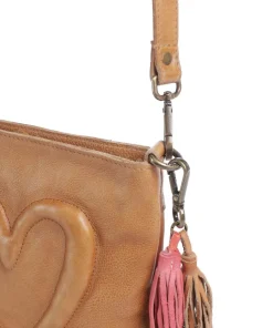 Herzweg 4 Umhängetasche genarbtes Leder braun