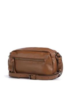 Hey You Rock Umhängetasche genarbtes Leder, aufgerautes Leder karamellbraun