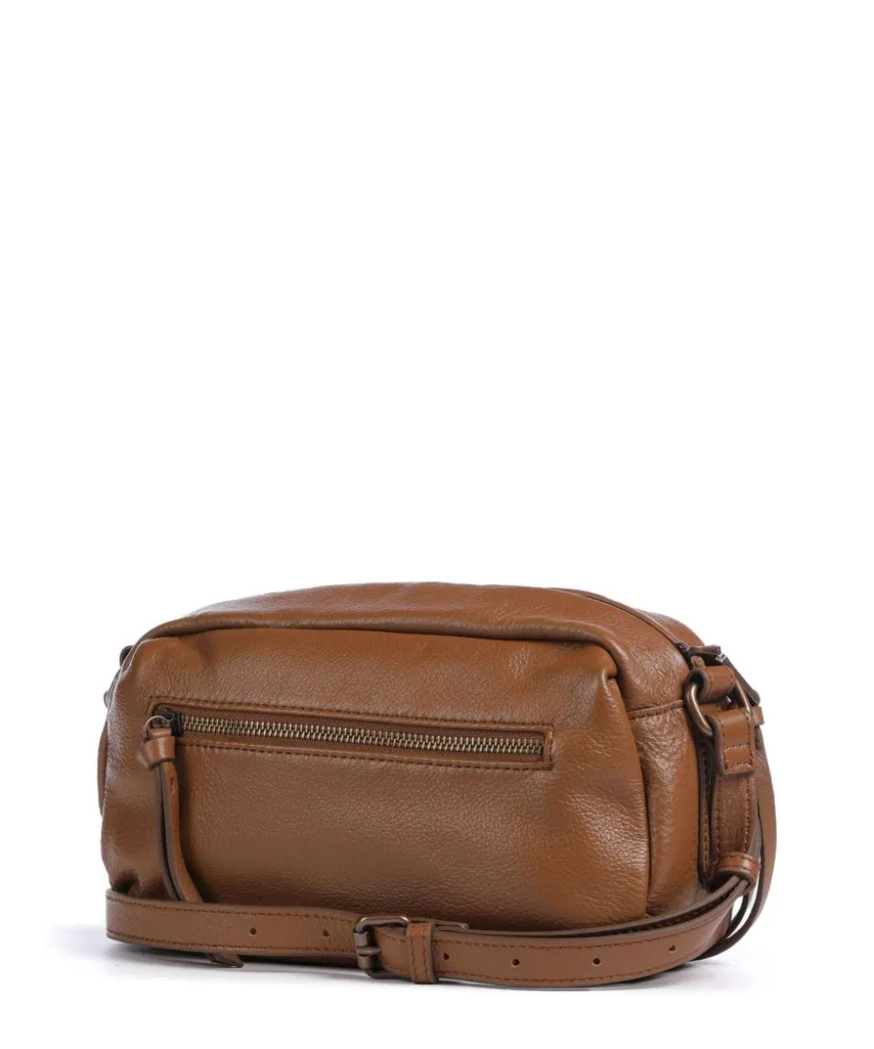 Hey You Rock Umhängetasche genarbtes Leder, aufgerautes Leder karamellbraun