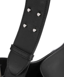 Hilla Small Pebble L Beuteltasche genarbtes Rindsleder schwarz