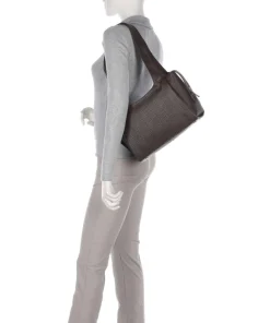 Hirsch Adelina Beuteltasche genarbtes Leder dunkelbraun