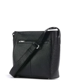 Hirsch Beatrix Umhängetasche genarbtes Leder schwarz