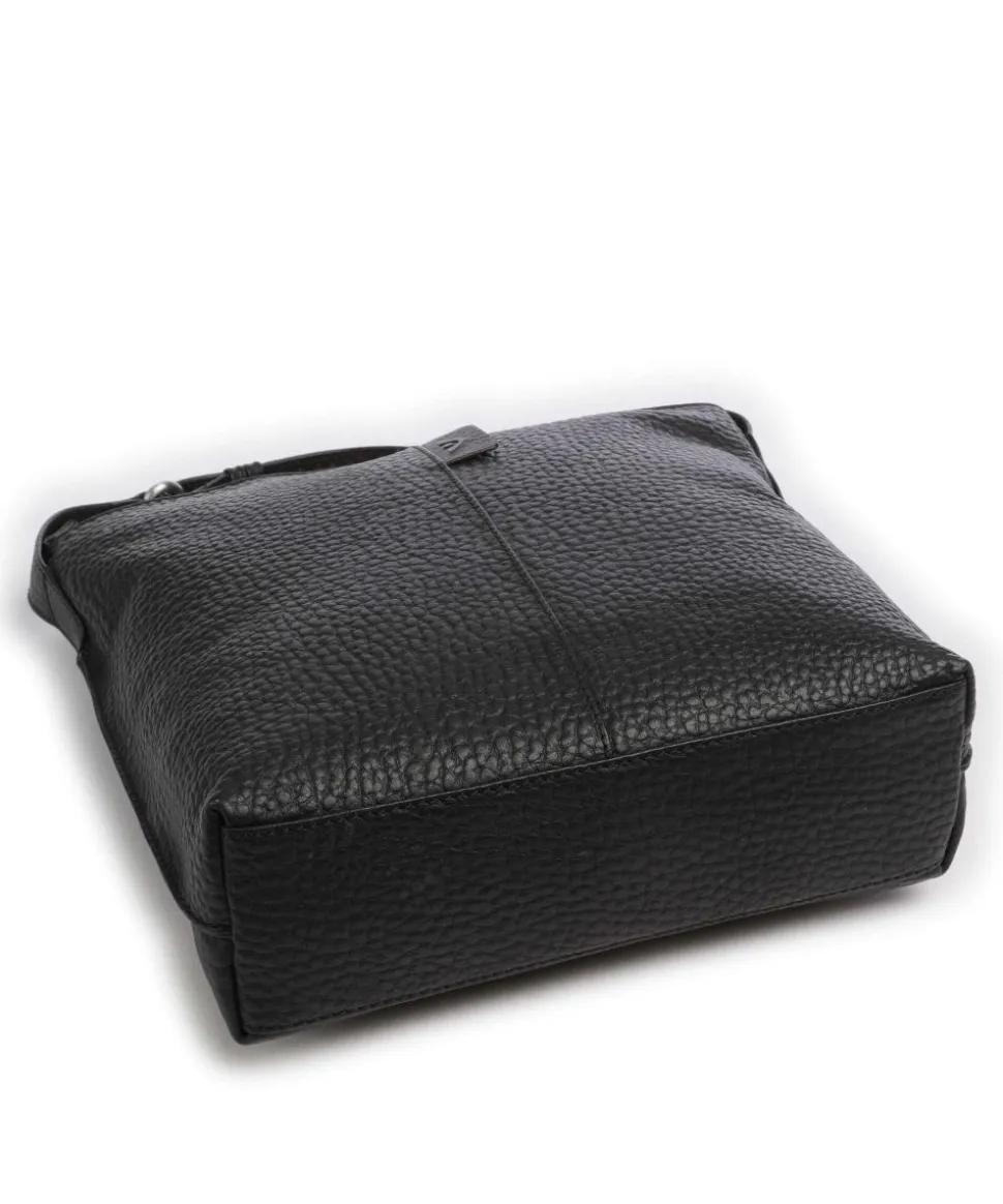 Hirsch Bianca Umhängetasche genarbtes Leder schwarz