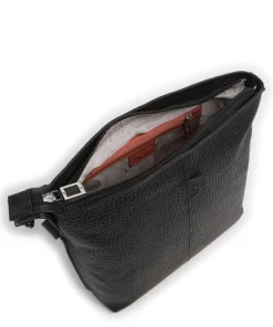 Hirsch Bianca Umhängetasche genarbtes Leder schwarz