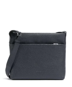 Hirsch Bristol Umhängetasche genarbtes Leder navy