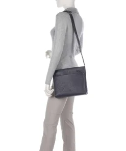 Hirsch Bristol Umhängetasche genarbtes Leder navy