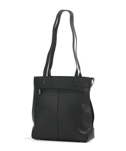 Hirsch Calla Schultertasche genarbtes Leder schwarz