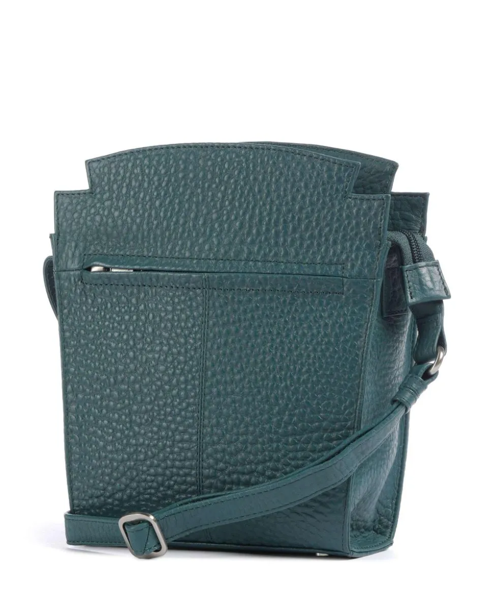 Hirsch Darlene Umhängetasche genarbtes Leder petrol