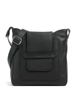 Hirsch Fae Umhängetasche genarbtes Leder schwarz