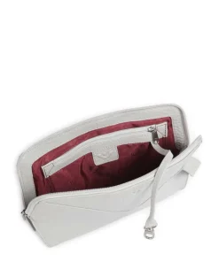 Hirsch Fietke Umhängetasche genarbtes Leder hellgrau