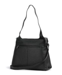 Hirsch Gisela Schultertasche genarbtes Leder schwarz