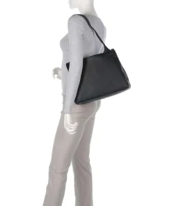 Hirsch Gisela Schultertasche genarbtes Leder schwarz