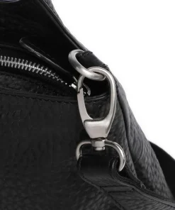 Hirsch Gisela Schultertasche genarbtes Leder schwarz