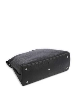 Hirsch Gisela Schultertasche genarbtes Leder schwarz