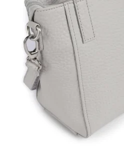 Hirsch Handtasche genarbtes Leder hellgrau