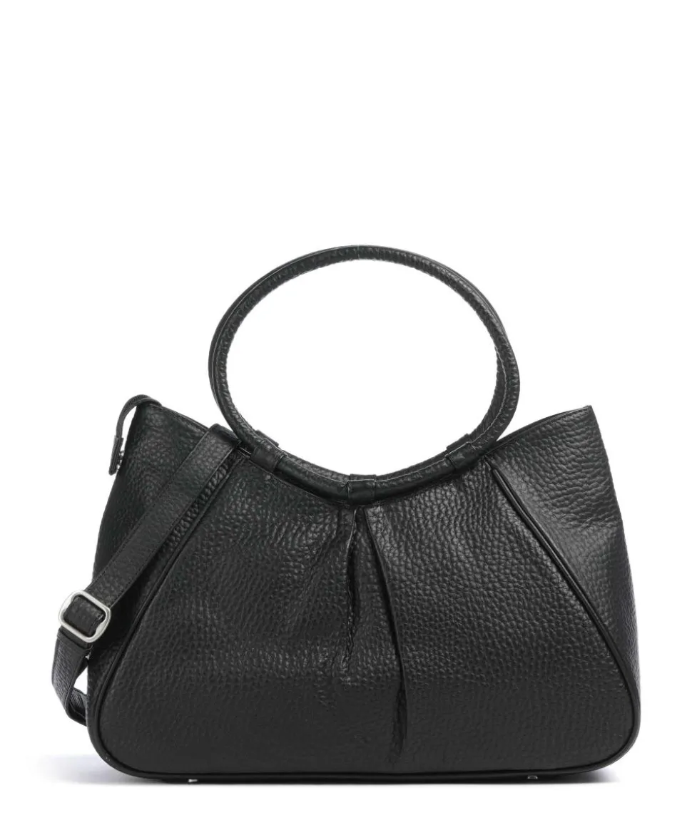 Hirsch Ilona Handtasche genarbtes Rindsleder schwarz