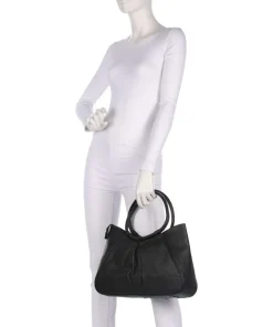 Hirsch Ilona Handtasche genarbtes Rindsleder schwarz