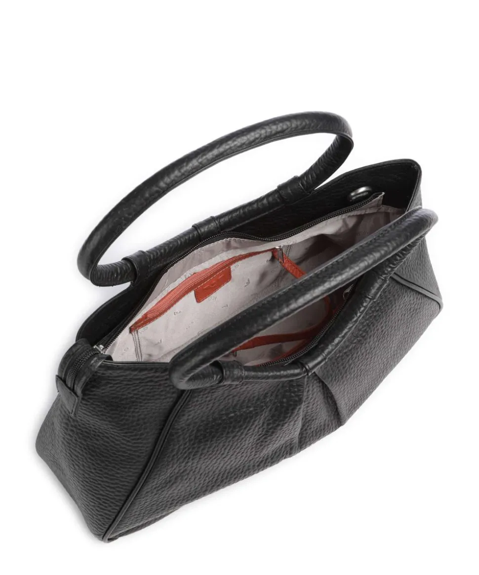 Hirsch Ilona Handtasche genarbtes Rindsleder schwarz