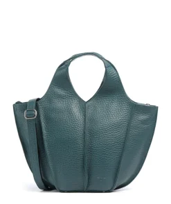 Hirsch Jela Handtasche genarbtes Leder petrol