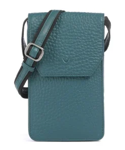 Hirsch Magda Handytasche genarbtes Leder petrol