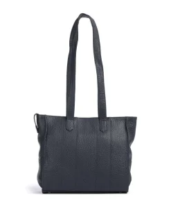 Hirsch Mandira Schultertasche genarbtes Leder graublau
