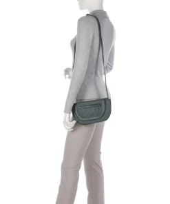 Hirsch Marina Umhängetasche genarbtes Leder grün