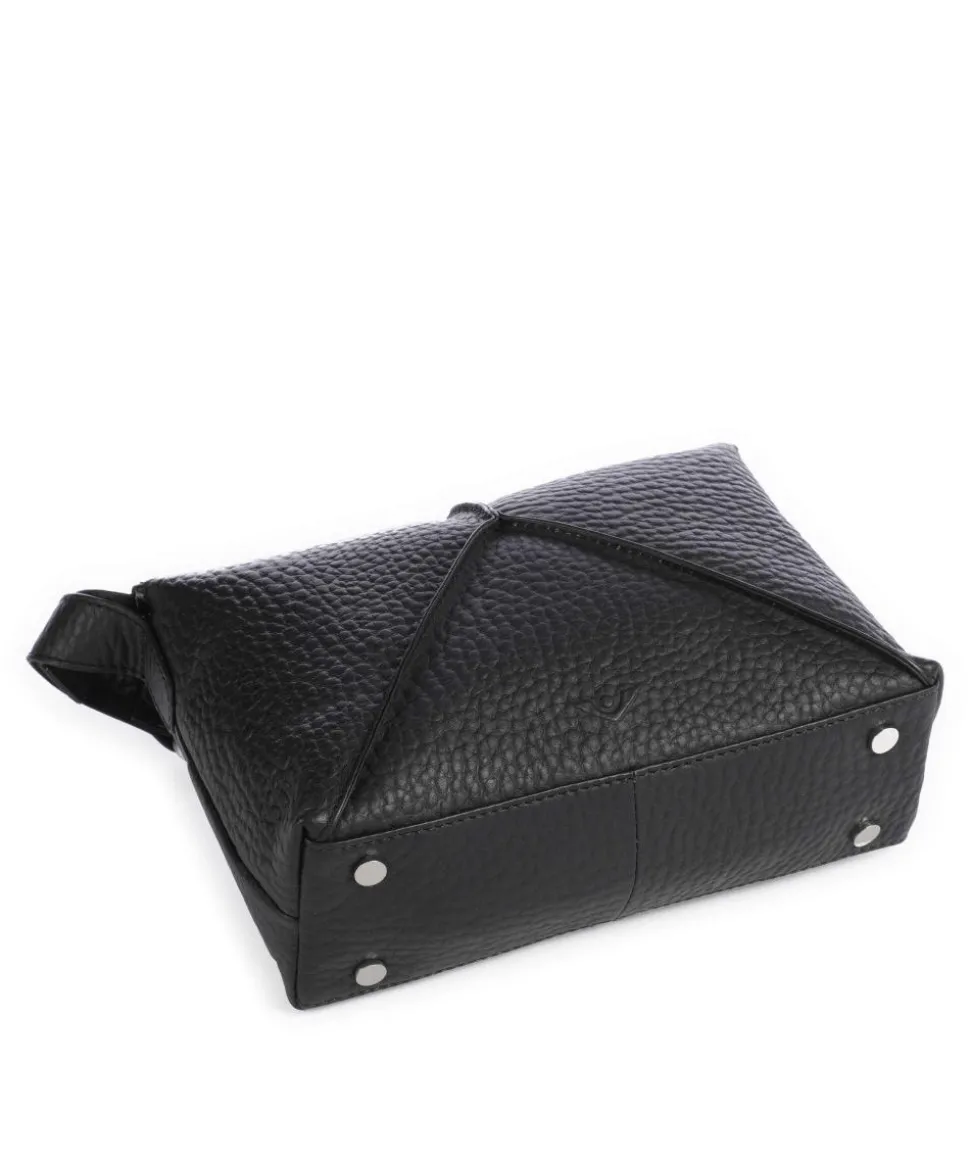 Hirsch Maud Umhängetasche genarbtes Leder schwarz