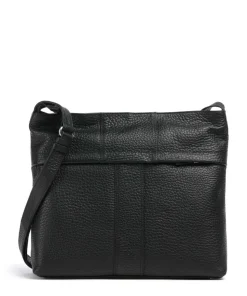 Hirsch Pita Umhängetasche genarbtes Leder schwarz