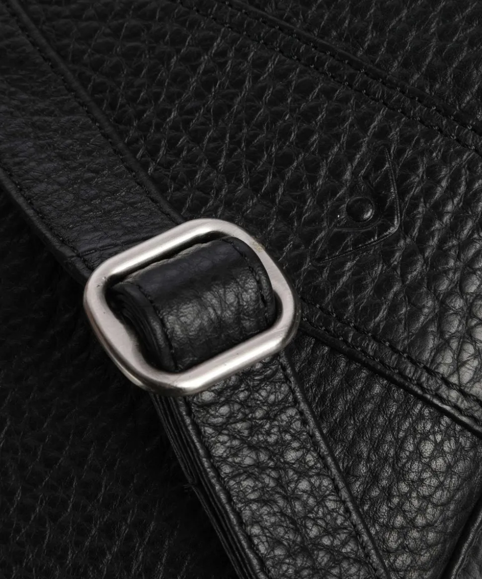 Hirsch Pita Umhängetasche genarbtes Leder schwarz