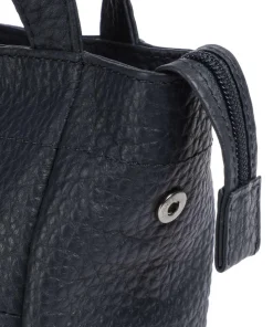 Hirsch Quila Schultertasche genarbtes Leder graublau