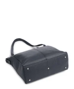 Hirsch Quila Schultertasche genarbtes Leder graublau