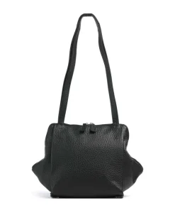 Hirsch Schultertasche genarbtes Leder schwarz