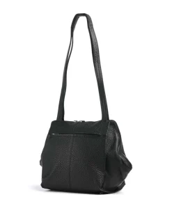 Hirsch Schultertasche genarbtes Leder schwarz